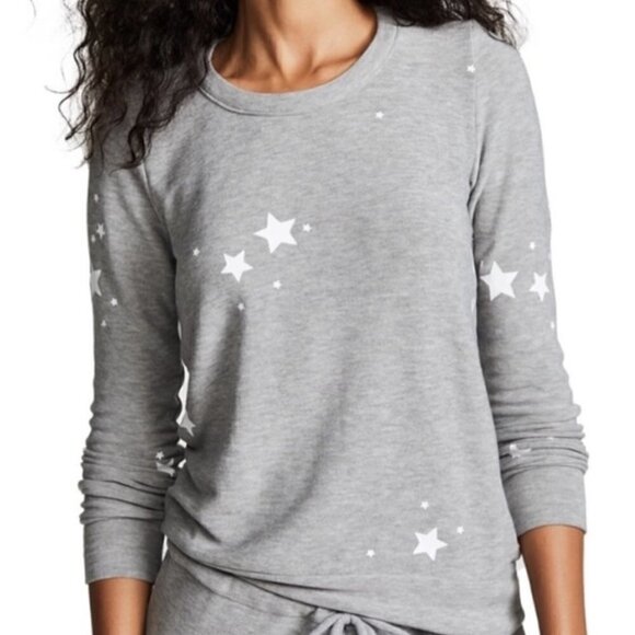 Chaser Stars Print Crewneck Long Sleeve Grey Pullover Sweatshirt NWT Size Small - Picture 5 of 15